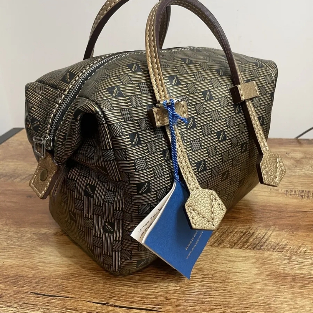Moreau Paris Handbag Vincennes Mini Gold & Black Print $2883 CAD
